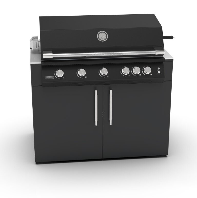 BRABURA Küchenmodul mit Edelstahl Griffe KC 120 für Grill