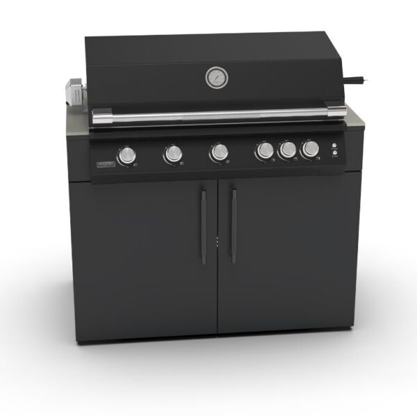 BRABURA Küchenmodul mit schwarzen Edelstahl Griffe KC 120 für Grill