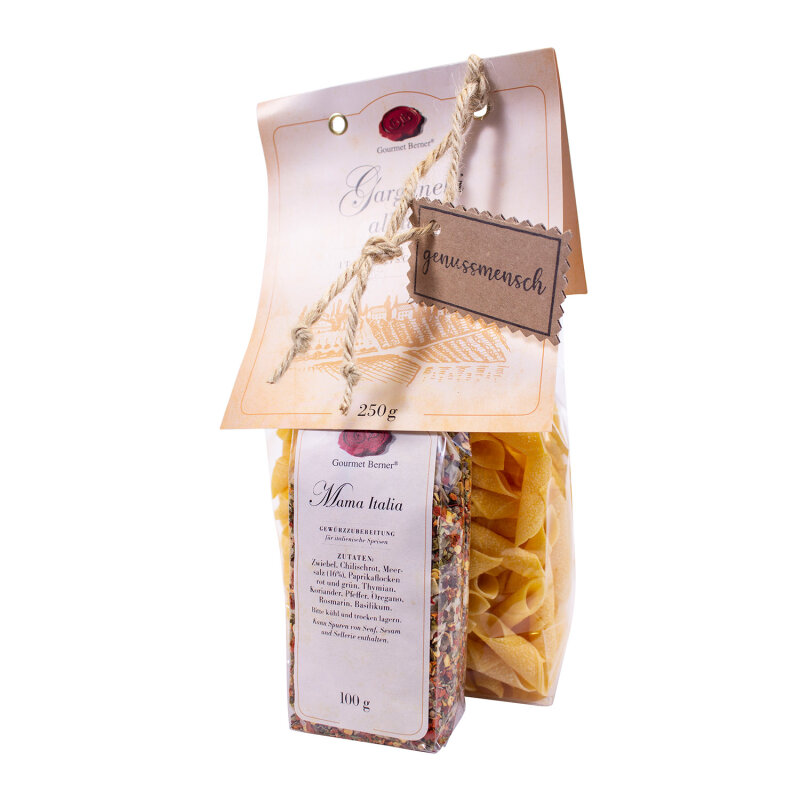 GOURMET BERNER Pasta Set "Garganelli all uovo"" 250g Beutel & 100g Beutel Mama Italia