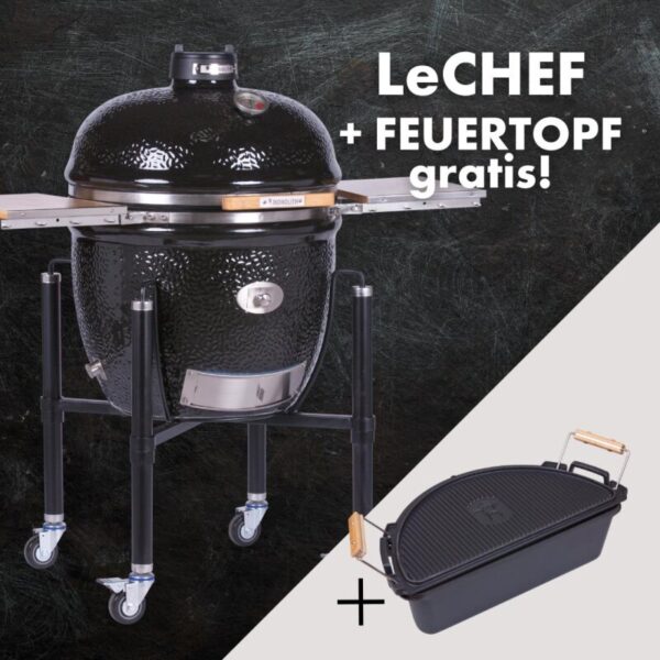 MONOLITH Le Chef PRO-SERIE 2.0 schwarz mit Gestell Gratis Feuertopf