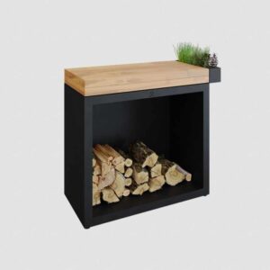 OFYR Butcher Block Storage 90 Black Teak Wood