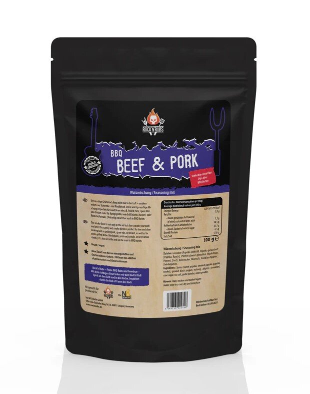ROCK N RUBS - BBQ Beef & Pork - BBQ Rub 100 g Beutel