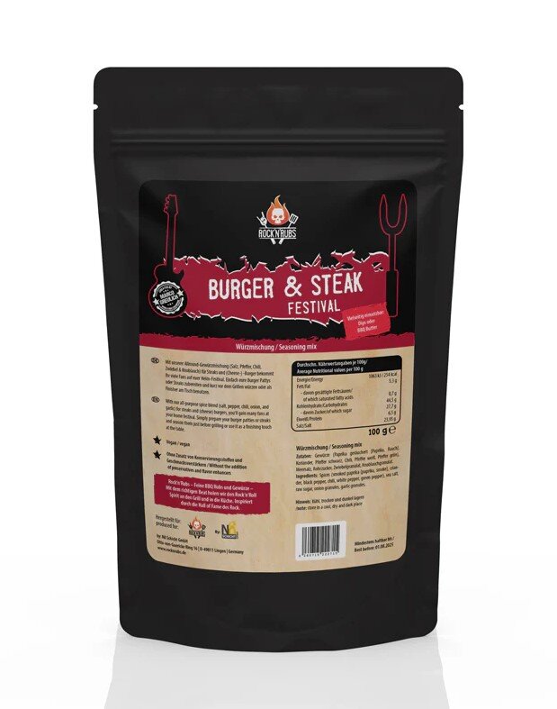 ROCK N RUBS - Steak & Burger Festival - BBQ Rub 100 g Beutel