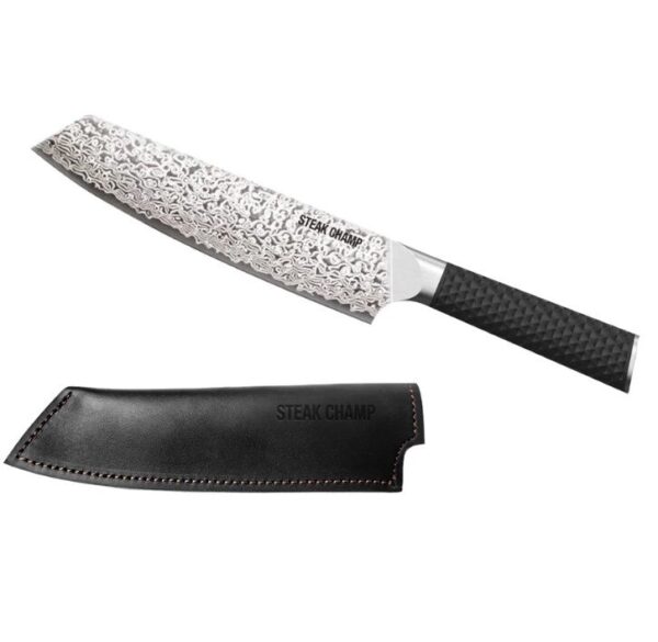 STEAK CHAMP Damast Kochmesser "WAGYU"" 8"" / 20cm | inkl. Lederscheide"