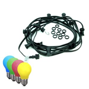 ILLU-Lichterkette BLACKY - 10m - 10 x E27 - IP44 - bunte LED Tropfe...