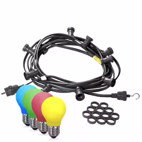 Illu-/Partylichterkette 20m - Außenlichterkette schwarz - Made in G...