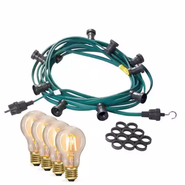 Illu-/Partylichterkette 50m - Außenlichterkette grün - Made in Germ...