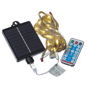 LED Solar Lichterkette Juteseil - 200 warmweiße LED - L: 10m - 8 Fu...