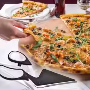 Pizzaschere aus Edelstahl - Griffe mit Silikonbeschichtung - Sauber...