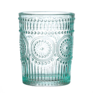 Trinkglas Vintage mit Blumenmuster - Glas - 280ml - H: 10cm - Bohos...