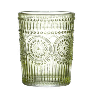 Trinkglas Vintage mit Blumenmuster - Glas - 280ml - H: 10cm - Bohos...