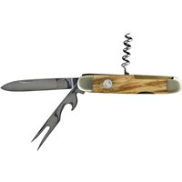 Güde Alpha Olive Taschenmesser 7 cm mit Pitchgabel - CVM-Messerstahl - Griffschalen Olivenholz